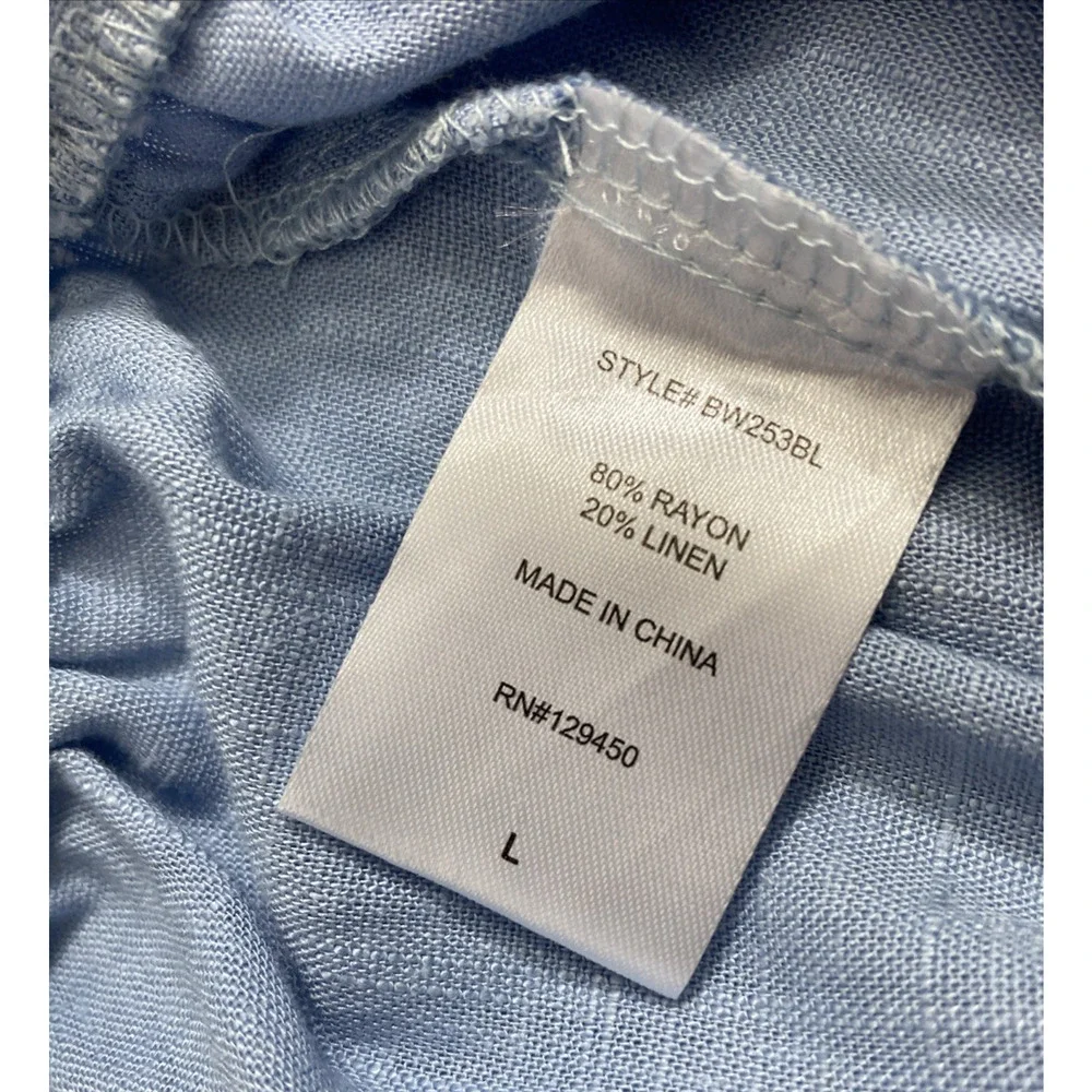 Como Vintage Pants‎ Womens Large Linen Blend Light Blue High Waist Coastal - Picture 4 of 10